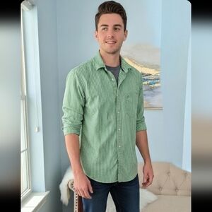 American Eagle Outfitters Green Striped Button Down Shirt Mens XL